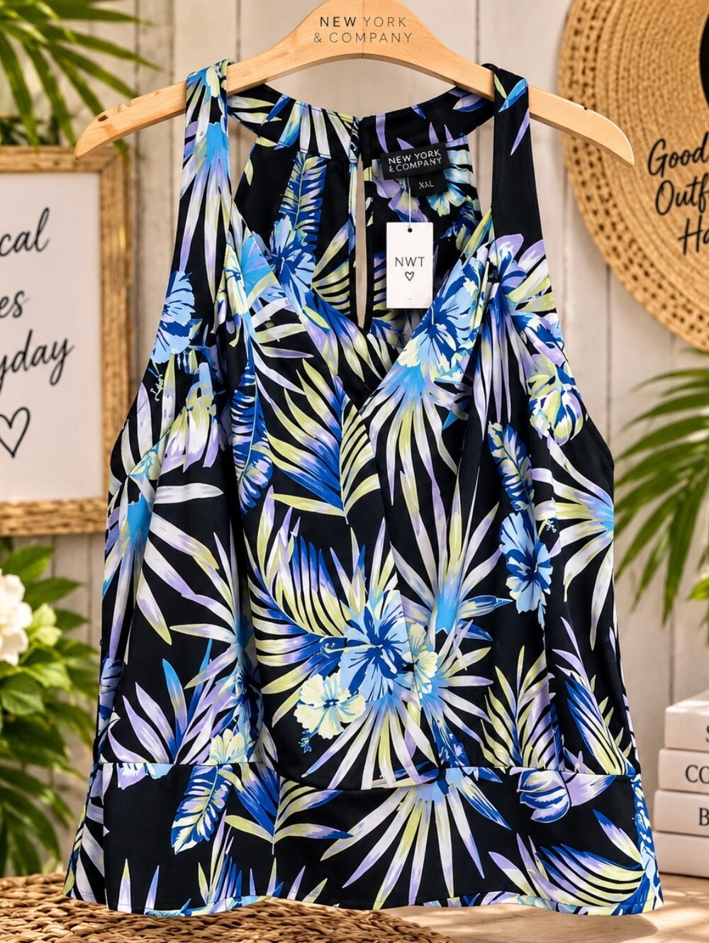 NWT New York & Company tropical floral print tank top size XXL BNWT